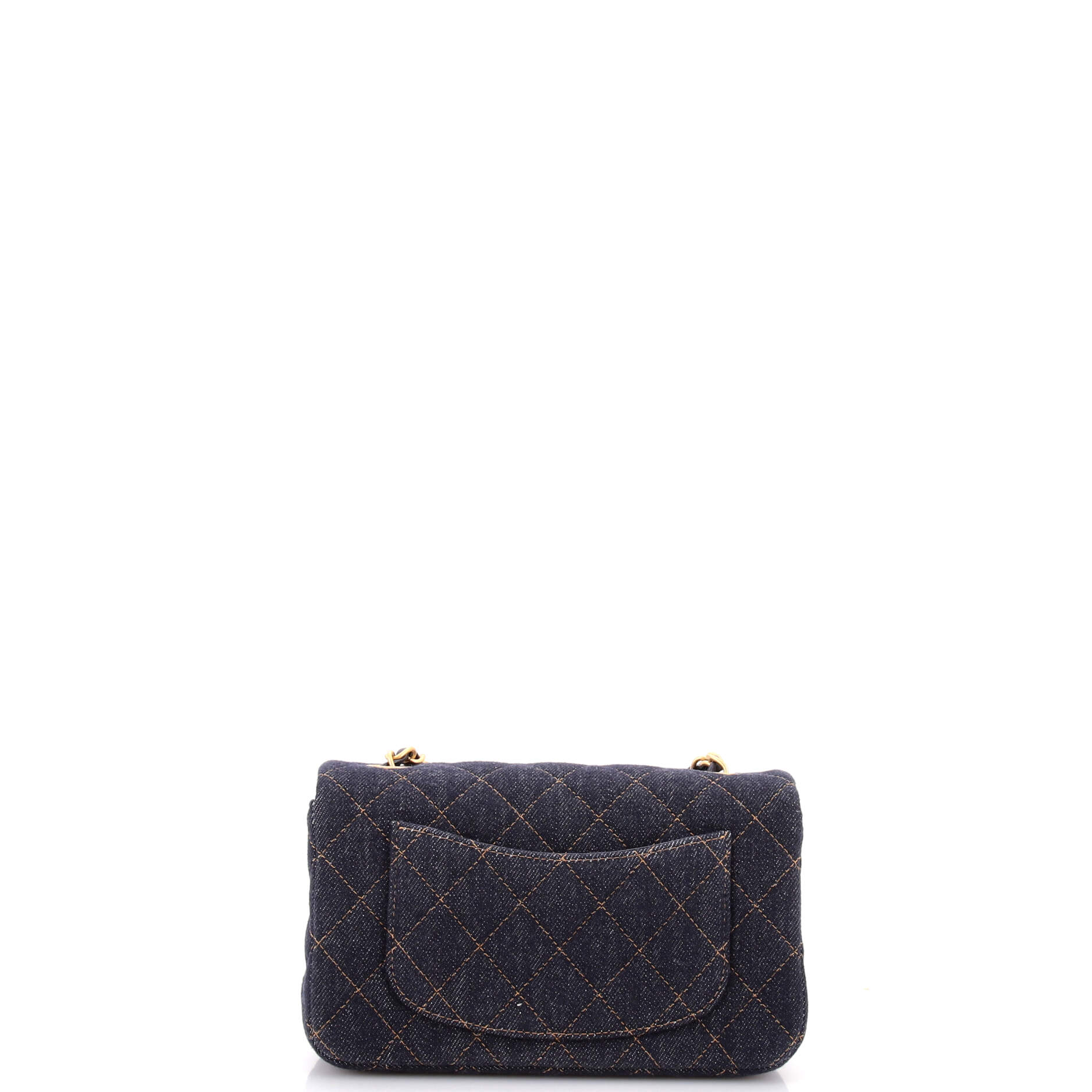 Classic Single Flap Bag Quilted Denim Mini