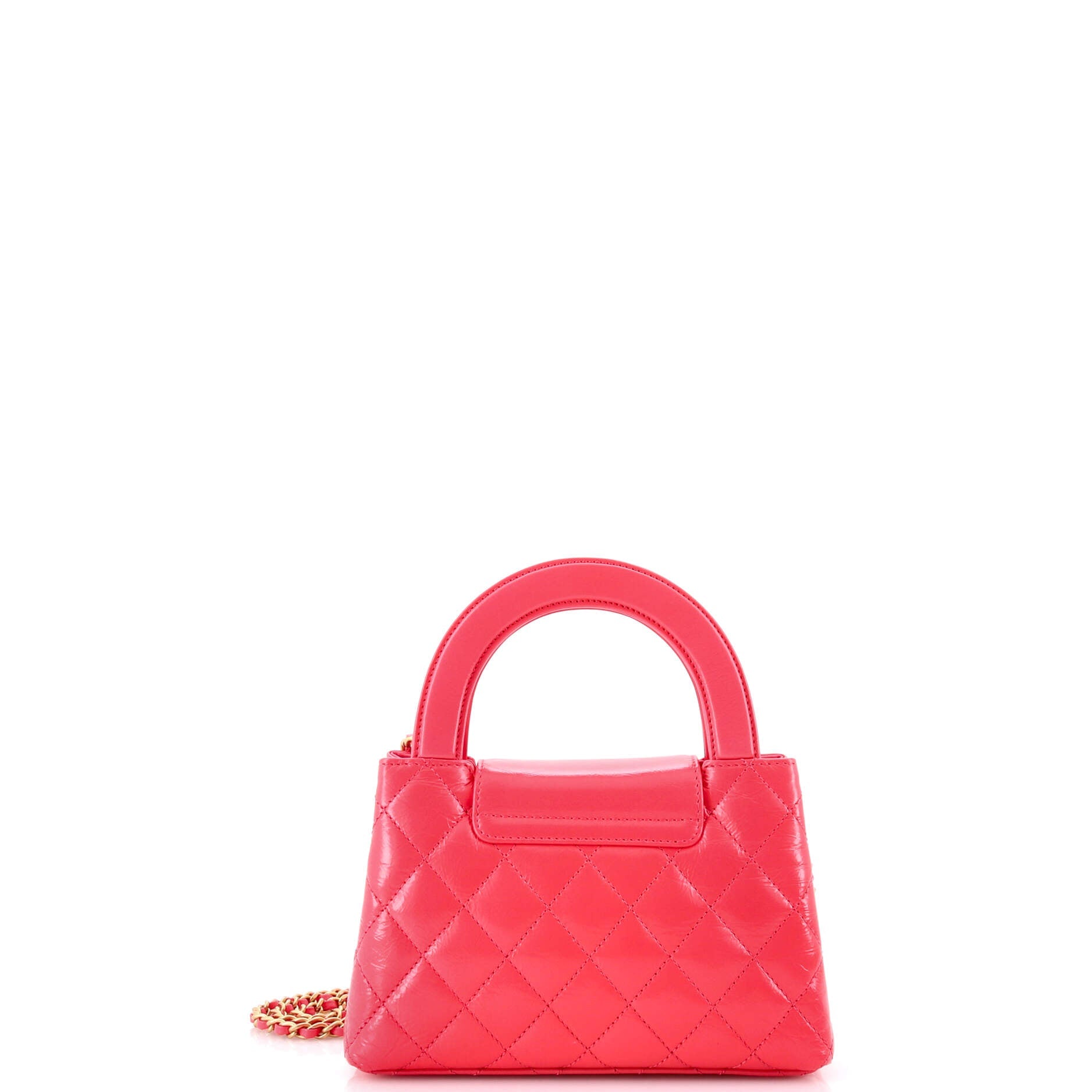 Kelly Top Handle Shopping Bag Quilted Shiny Aged Calfskin Mini