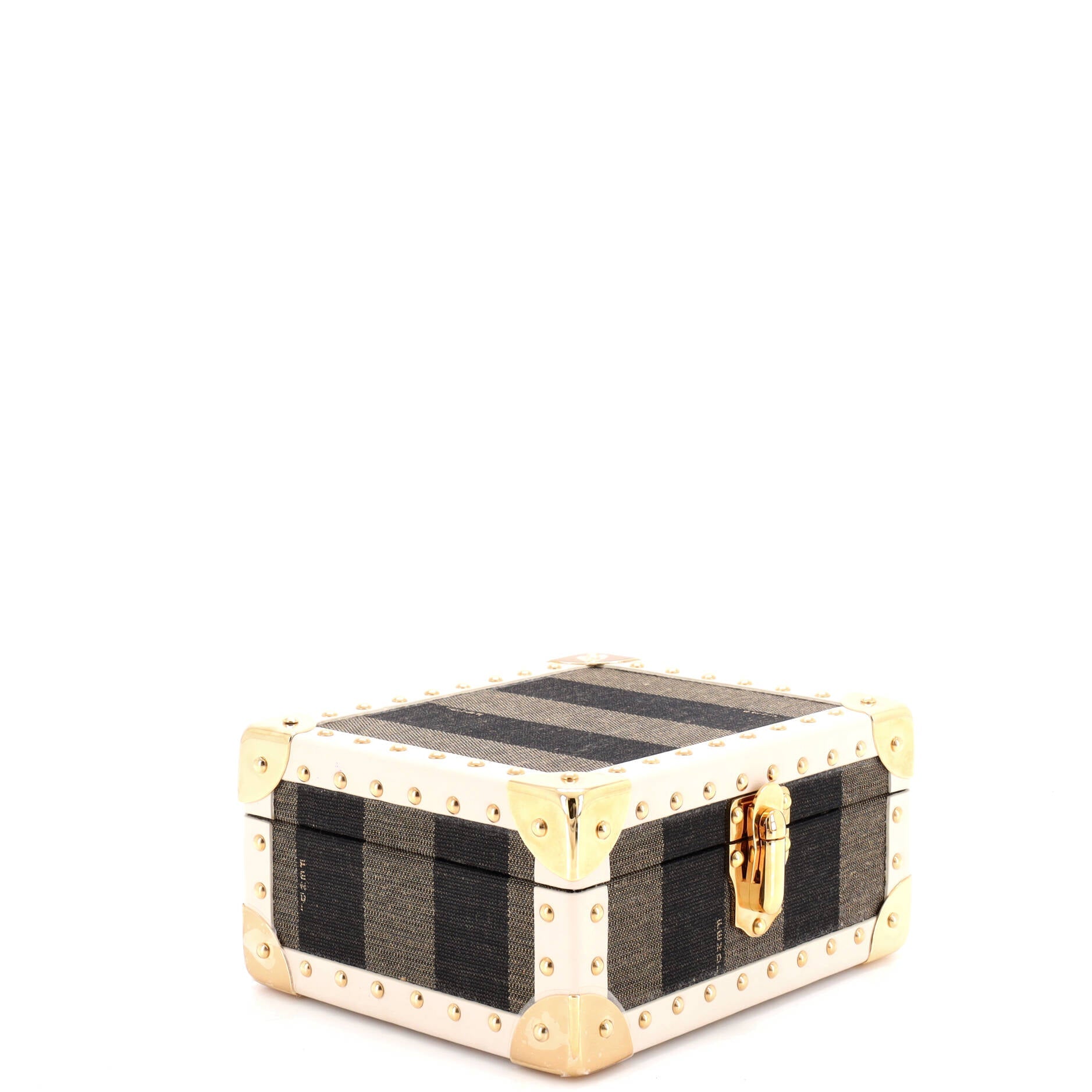 Jewelry Trunk Case Pequin Canvas with Leather