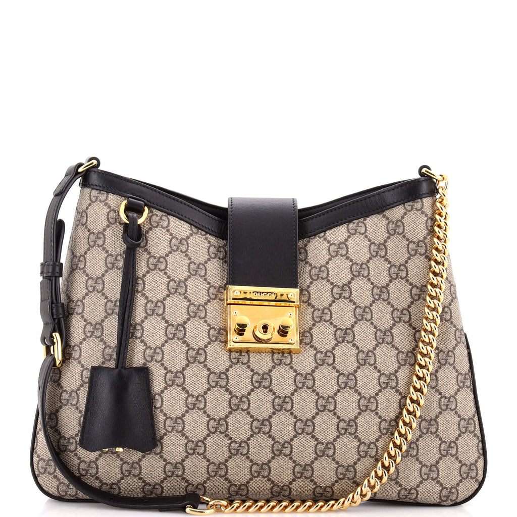 Padlock Chain Shoulder Bag GG Coated Canvas with Leather Medium