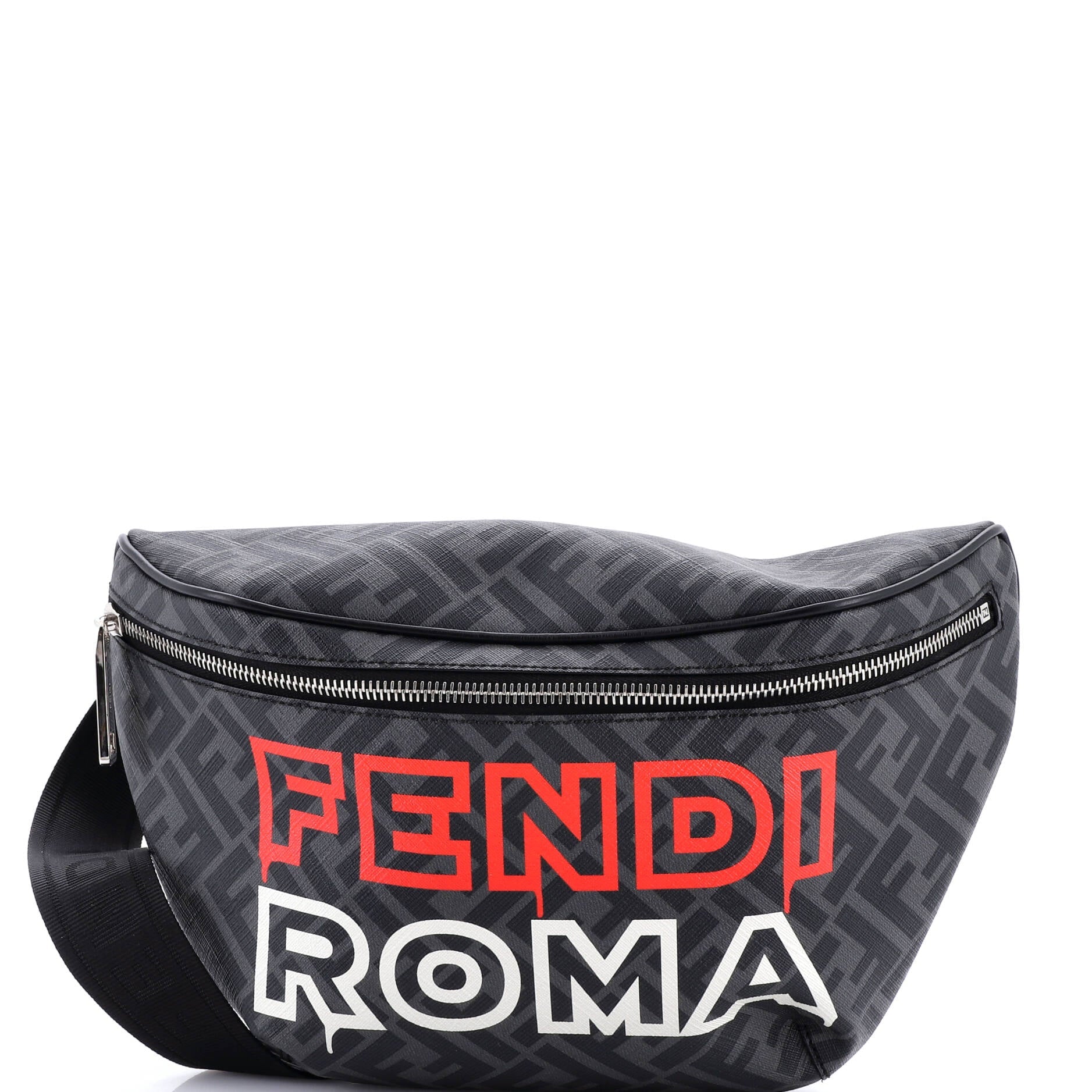 FF 1974 Logo Waist Bag Zucca Coated Canvas Medium