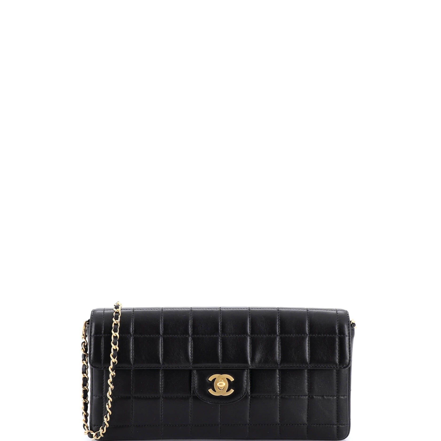 Chocolate Bar Flap Bag Quilted Lambskin East West
