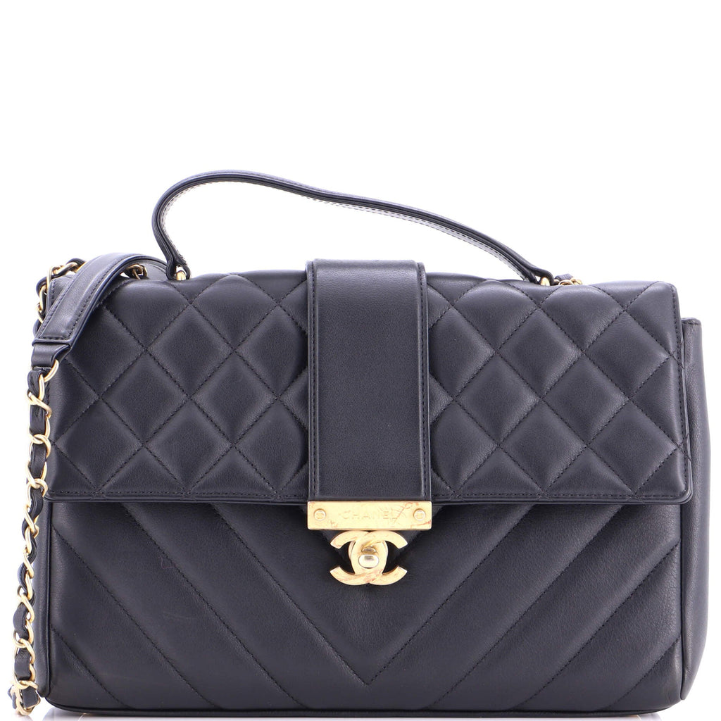 In The City Top Handle Flap Bag Mixed Quilt Calfskin Medium