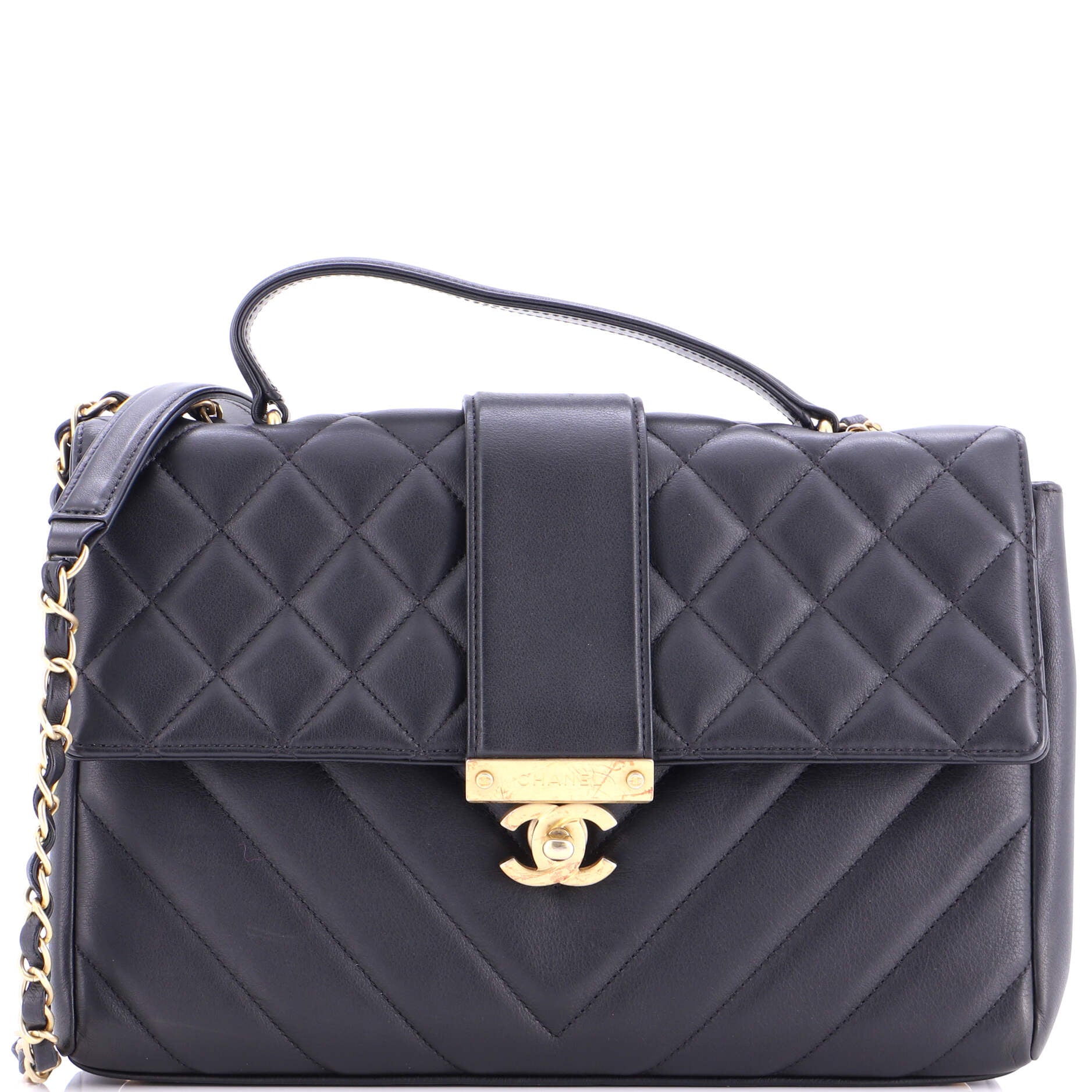 In The City Top Handle Flap Bag Mixed Quilt Calfskin Medium