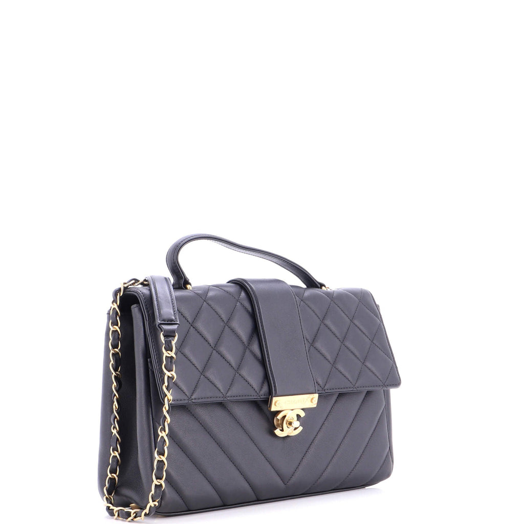 In The City Top Handle Flap Bag Mixed Quilt Calfskin Medium