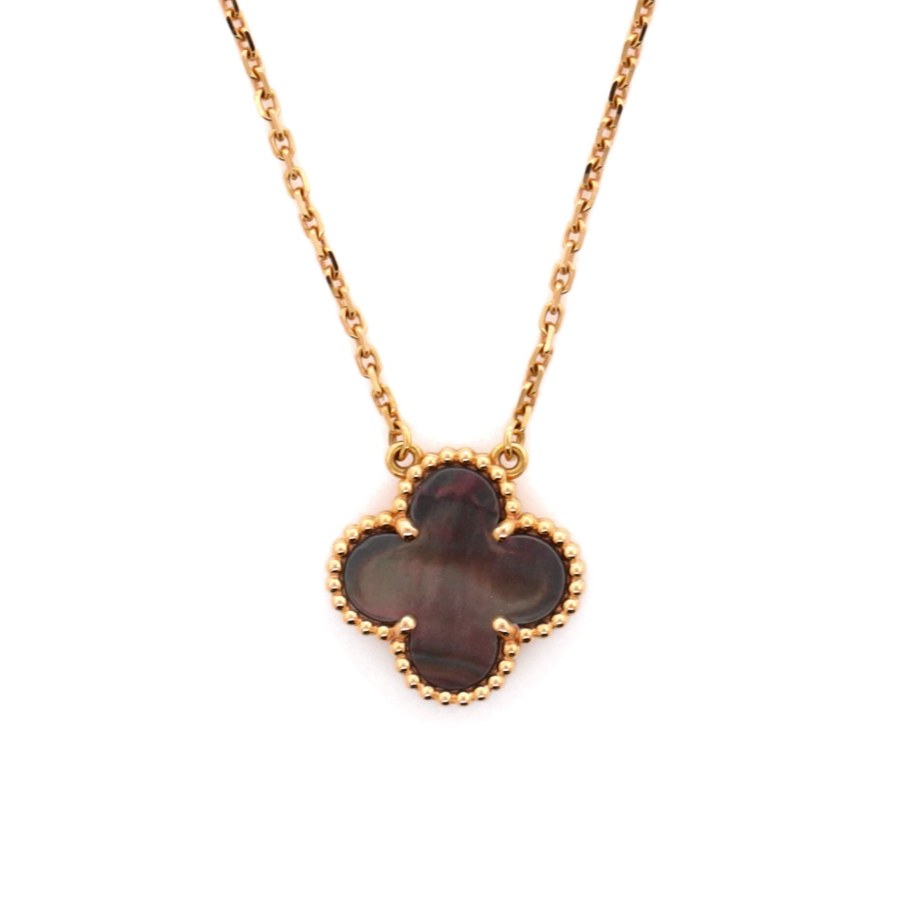 Vintage Alhambra Pendant Necklace 18K Rose Gold and Grey Mother of Pearl