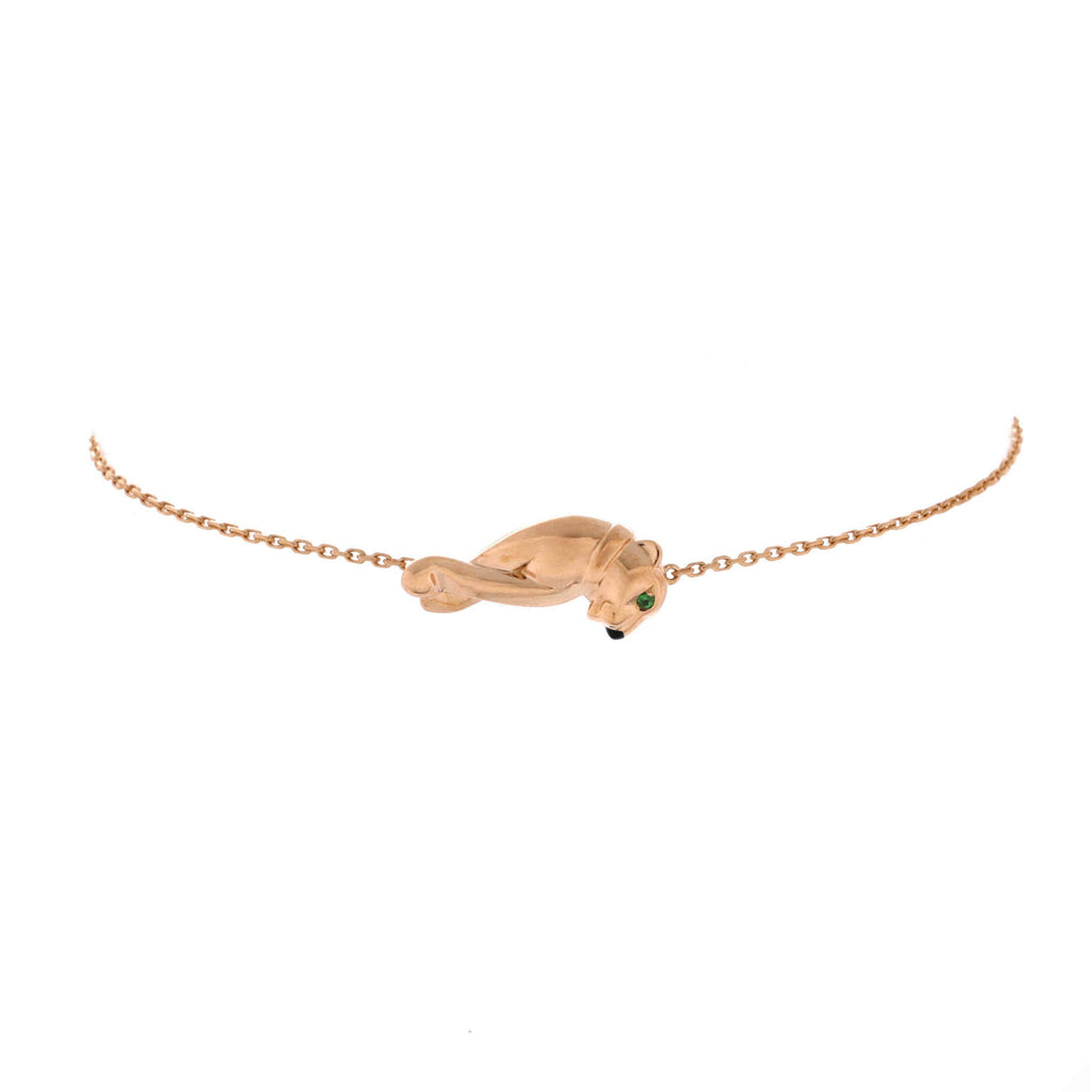 Panthere de Cartier Single Chain Bracelet 18K Rose Gold with Tsavorite and Onyx Mini