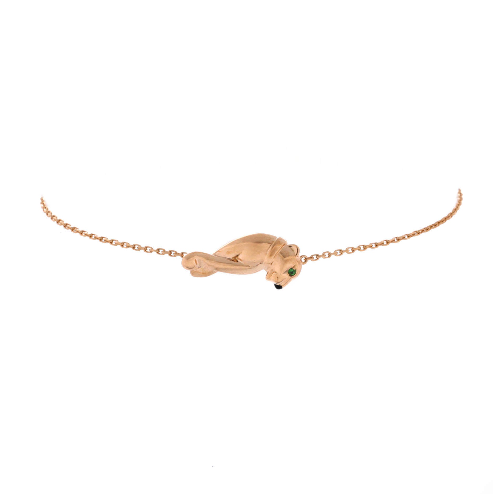 Panthere de Cartier Single Chain Bracelet 18K Rose Gold with Tsavorite and Onyx Mini