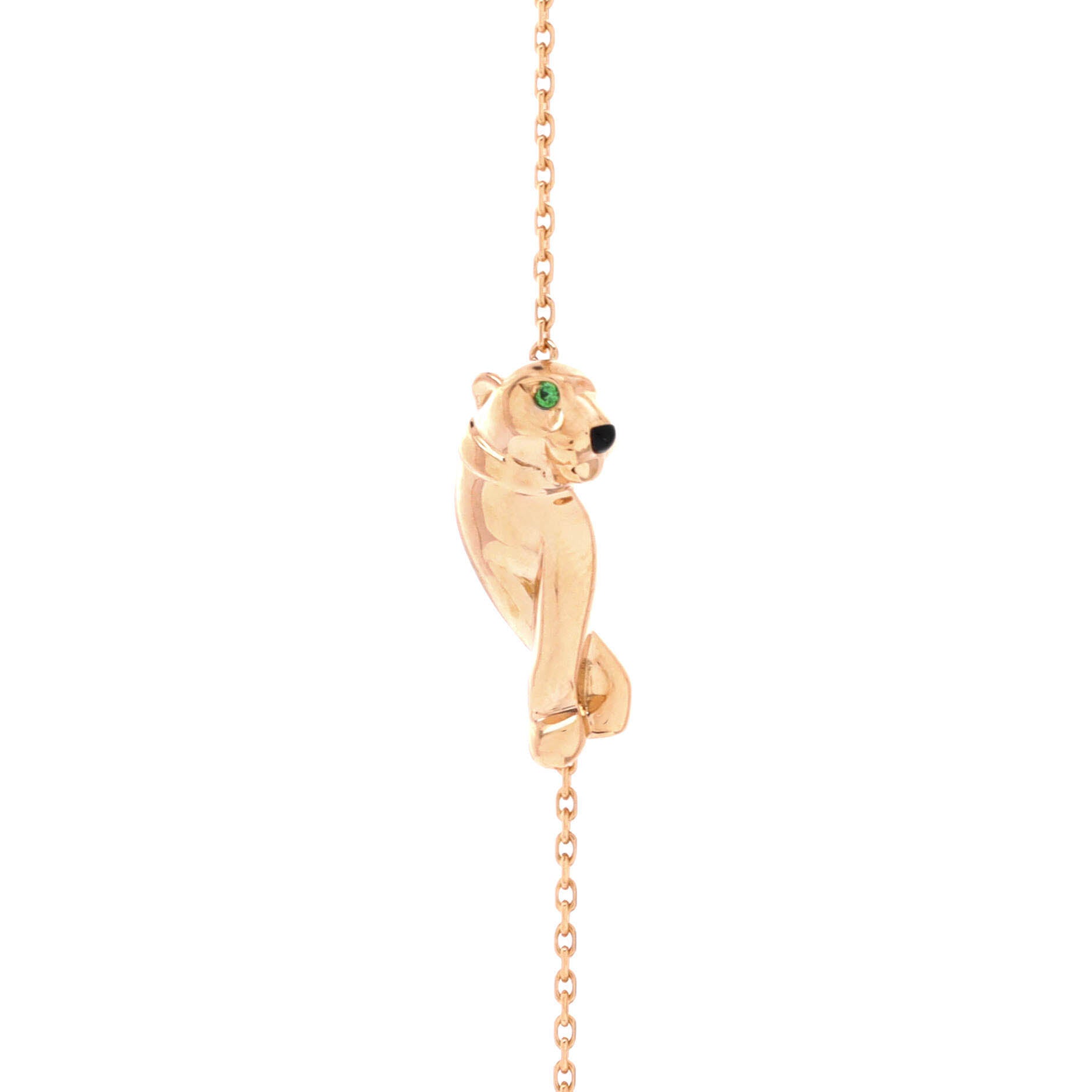 Panthere de Cartier Single Chain Bracelet 18K Rose Gold with Tsavorite and Onyx Mini
