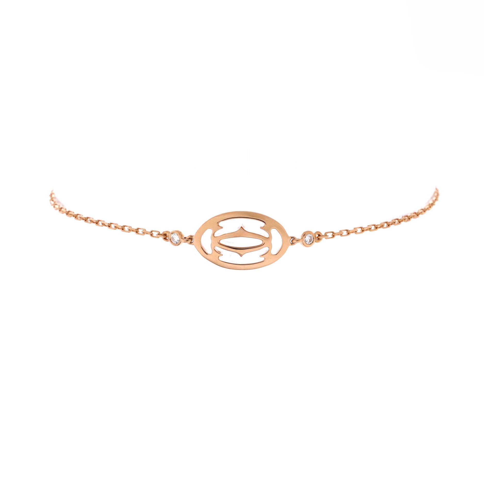 Double C Logo Bracelet 18K Rose Gold with Diamonds