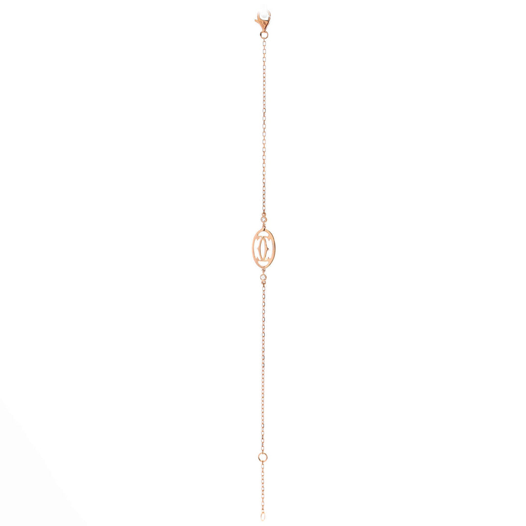 Double C Logo Bracelet 18K Rose Gold with Diamonds