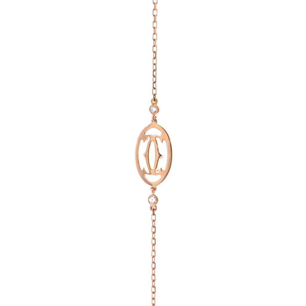 Double C Logo Bracelet 18K Rose Gold with Diamonds