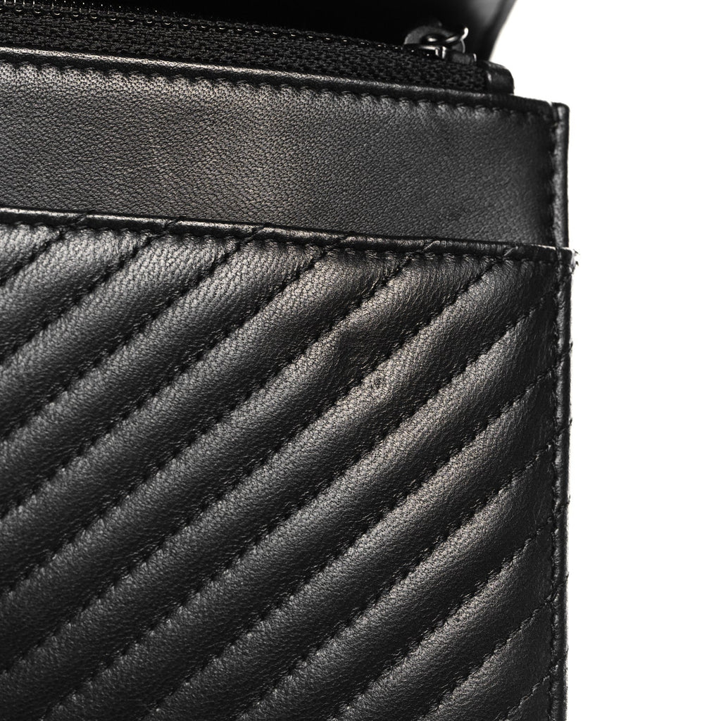 Lambskin Chevron Quilted Wallet On Chain WOC So Black