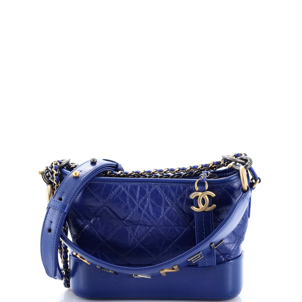 Gabrielle Hobo with Logo Handle Quilted Aged Calfskin Small