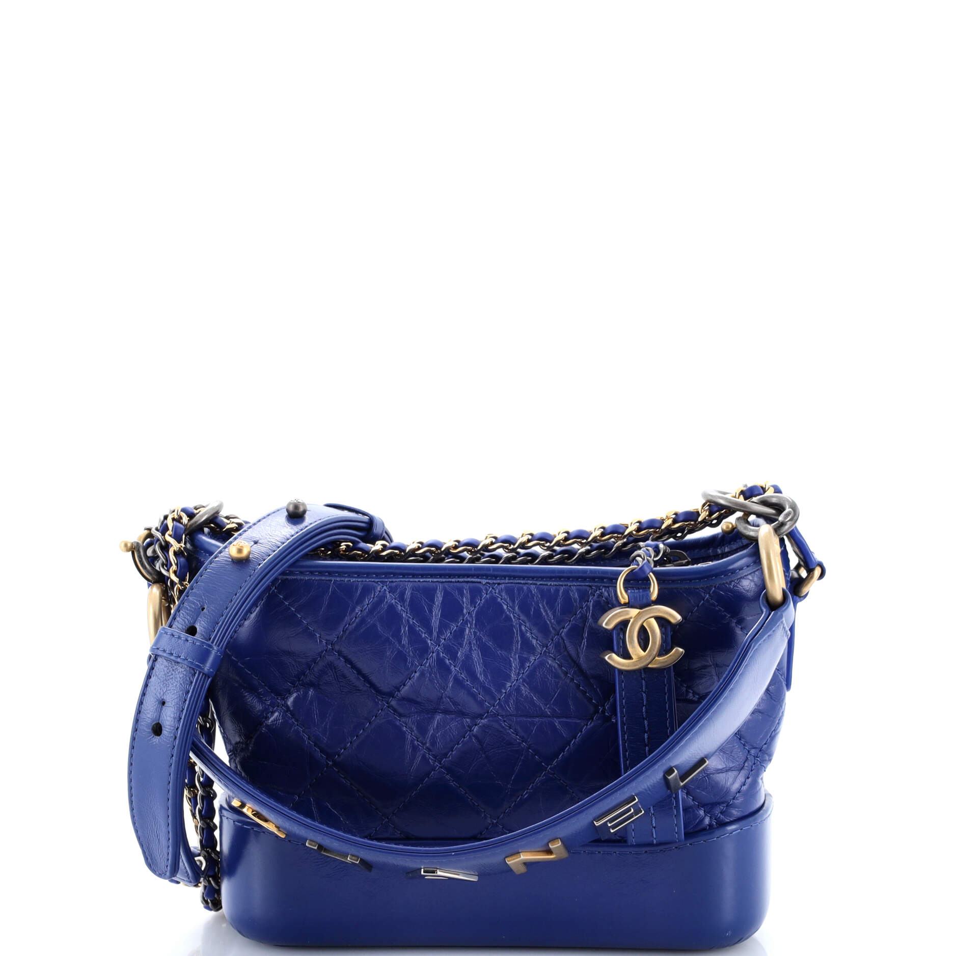Gabrielle Hobo with Logo Handle Quilted Aged Calfskin Small
