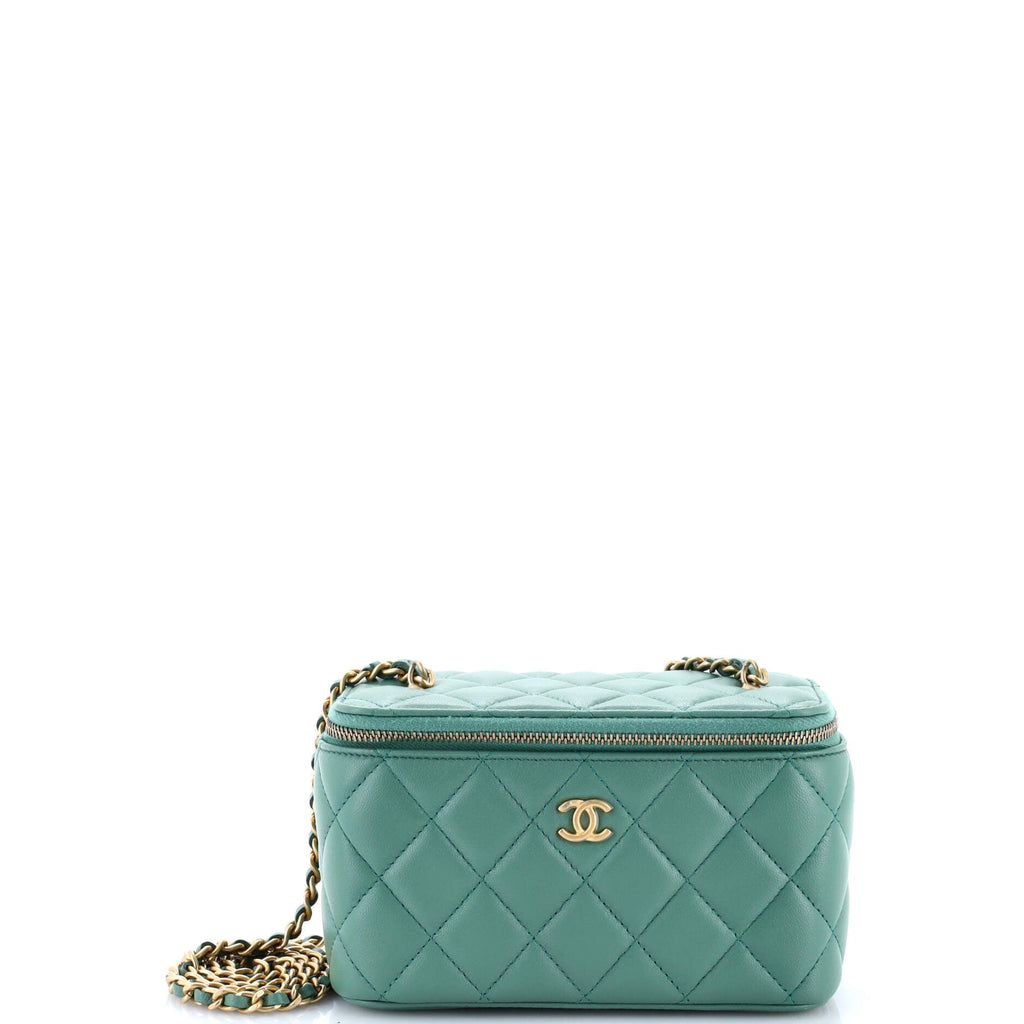 Pearl Crush Vanity Case with Chain Quilted Lambskin Small