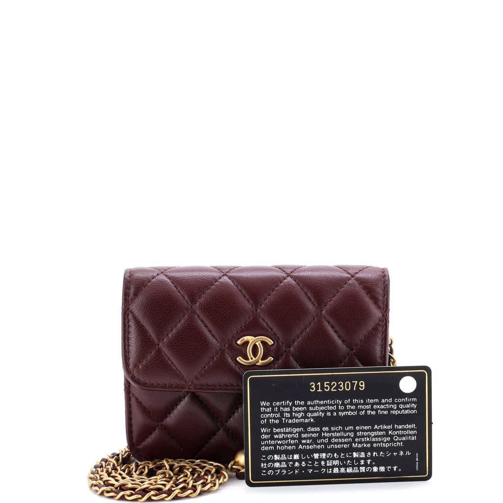 Pearl Crush Flap Clutch with Chain Quilted Lambskin Mini