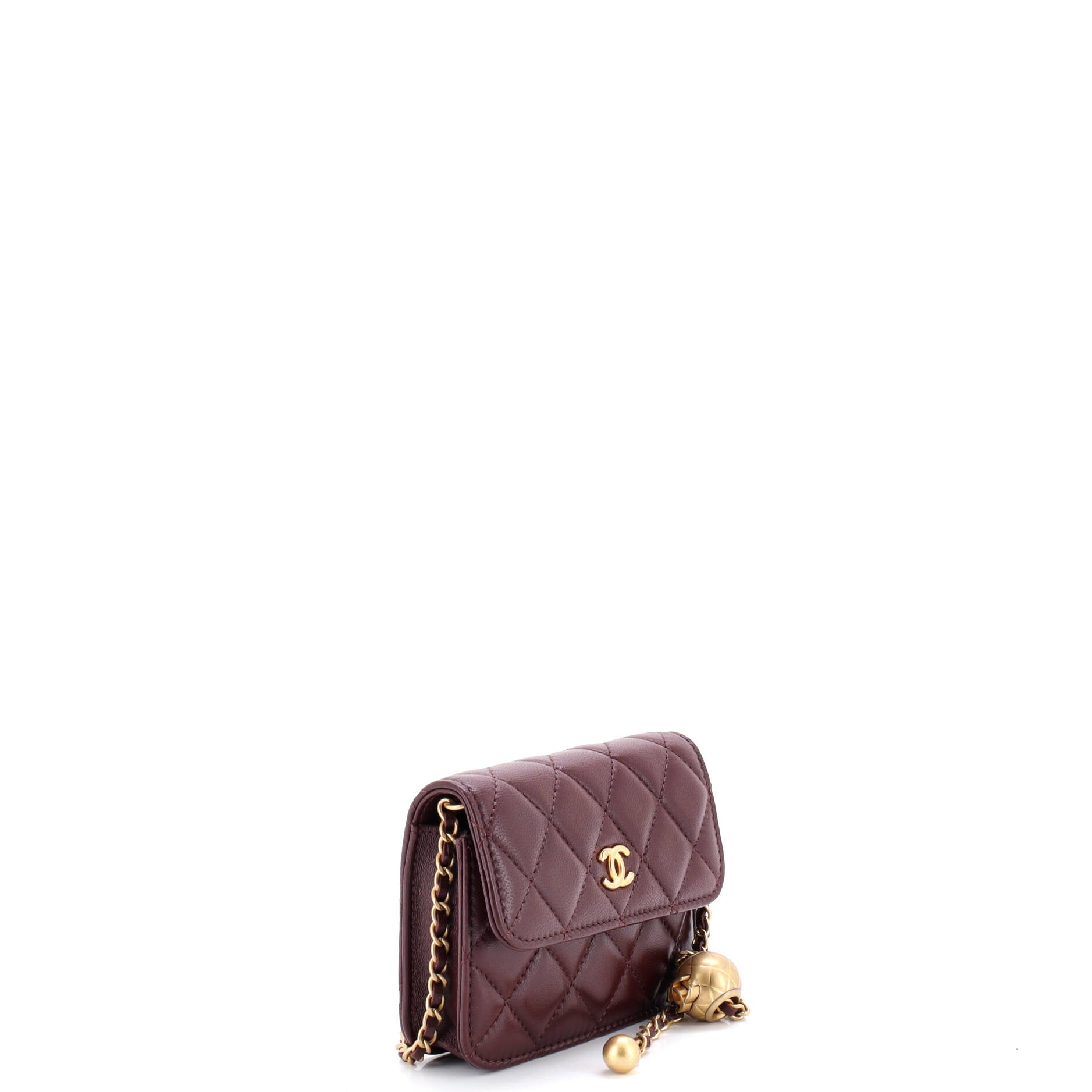 Pearl Crush Flap Clutch with Chain Quilted Lambskin Mini