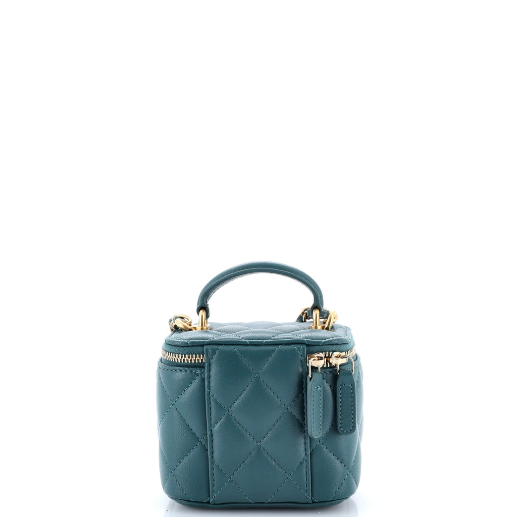 Classic Top Handle Vanity Case with Chain Quilted Lambskin Mini