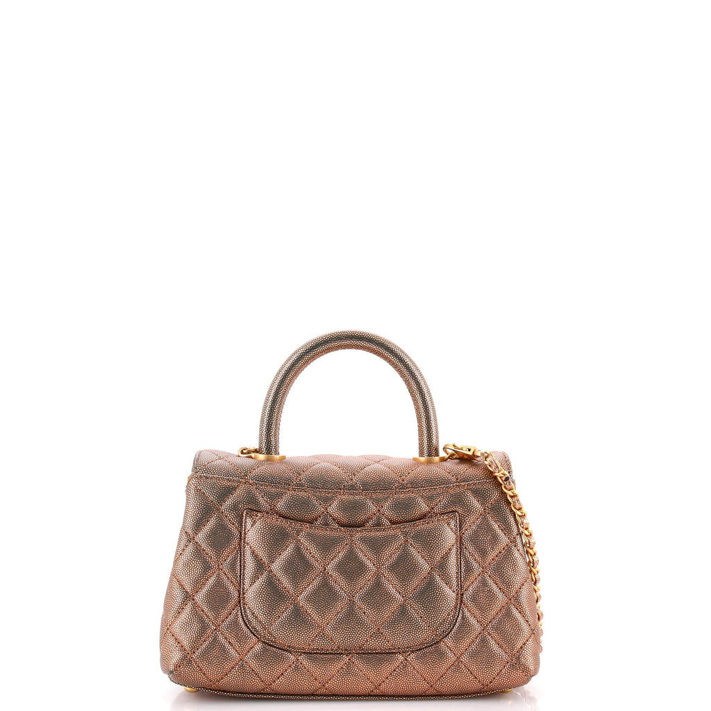 Coco Top Handle Bag Quilted Iridescent Caviar Mini