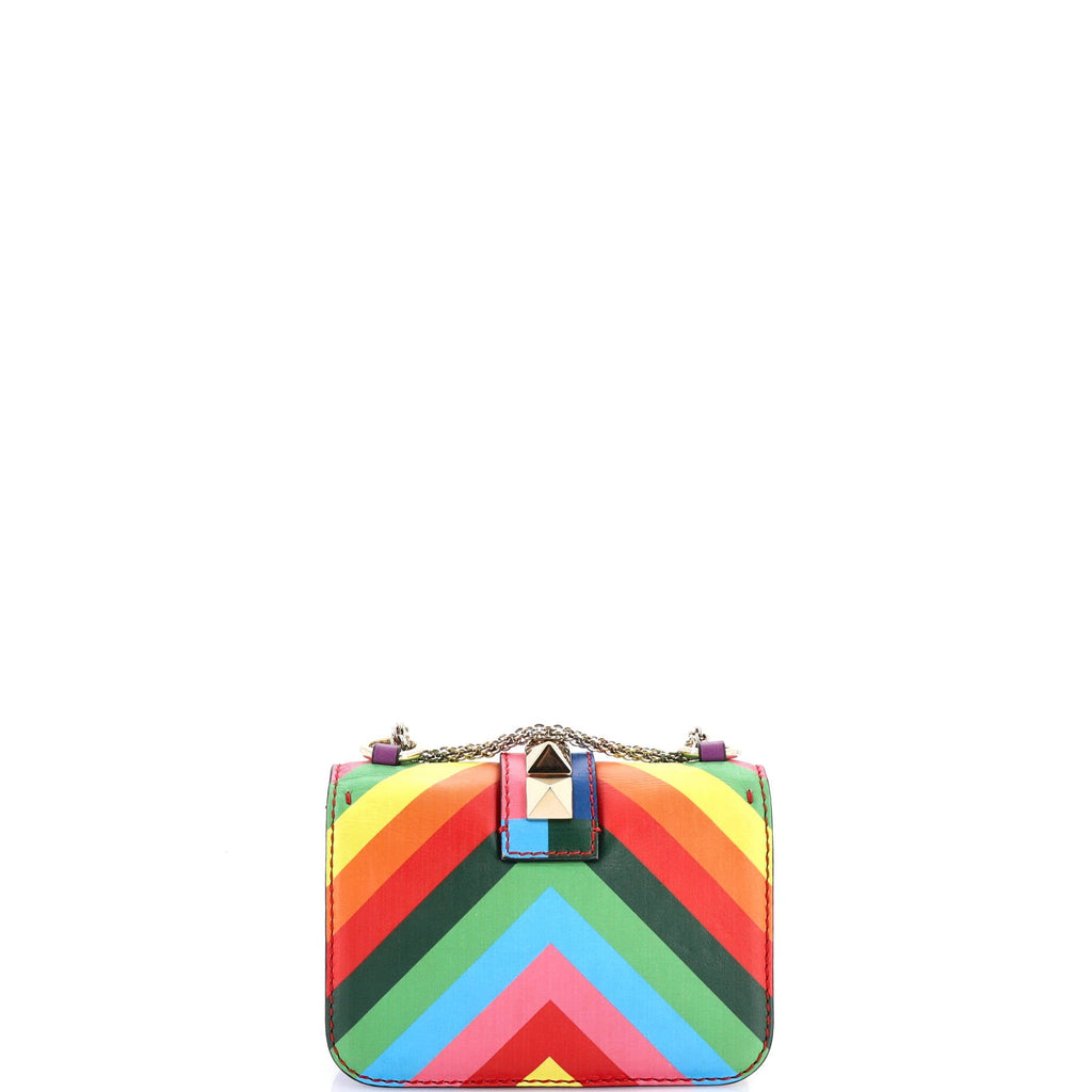 1973 Glam Lock Shoulder Bag Striped Leather Small