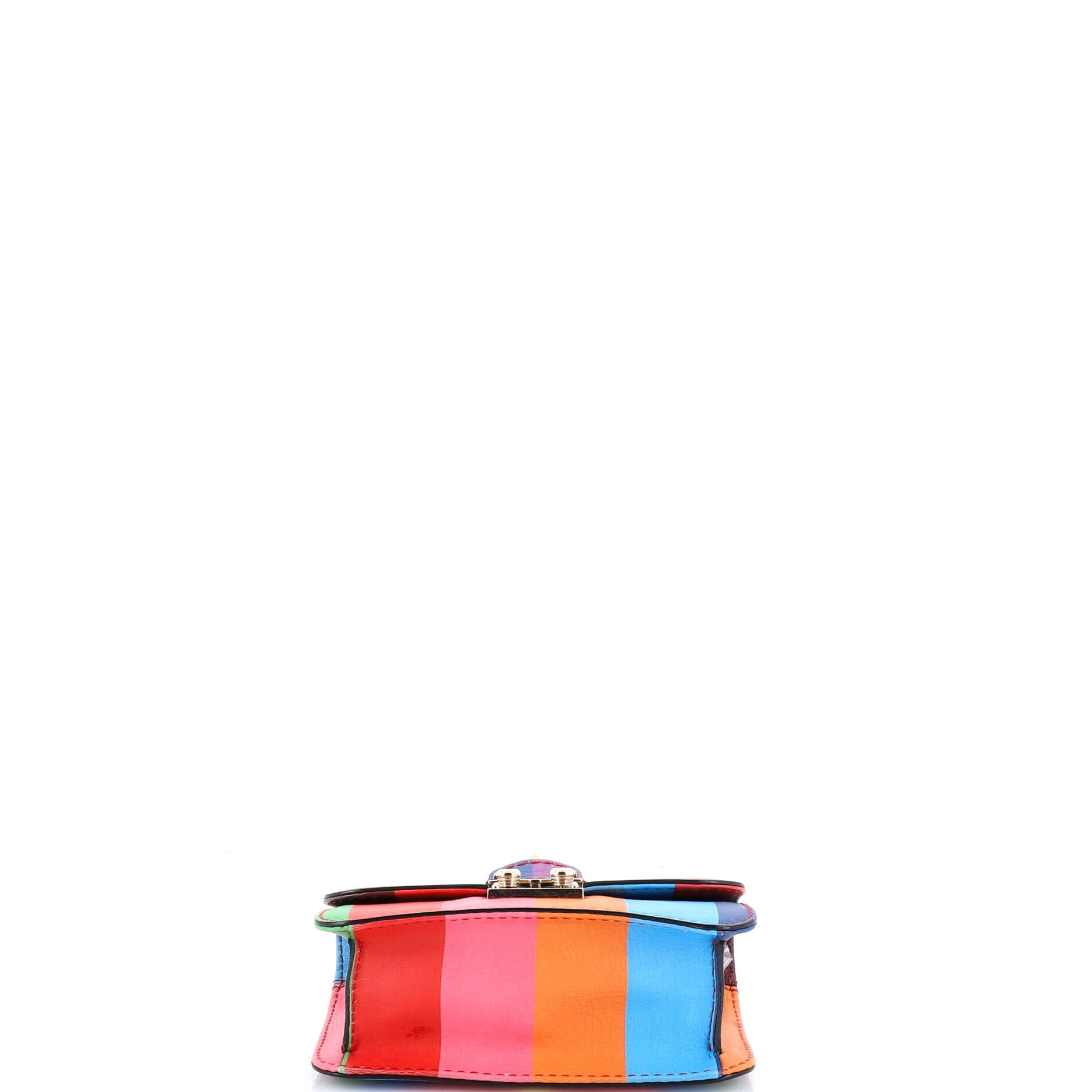 1973 Glam Lock Shoulder Bag Striped Leather Small