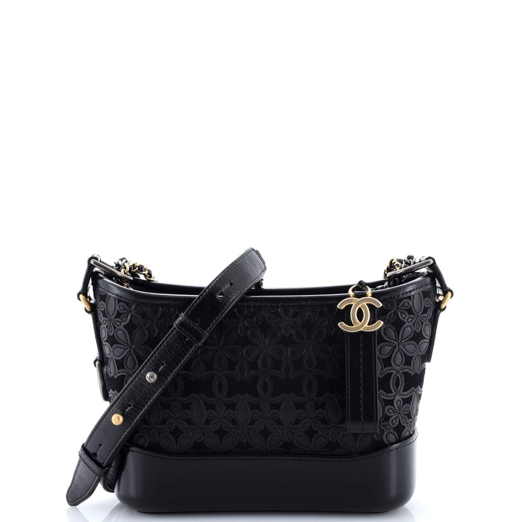 Gabrielle Hobo with Logo Handle Laser Cut Calfskin and Wool Felt Small
