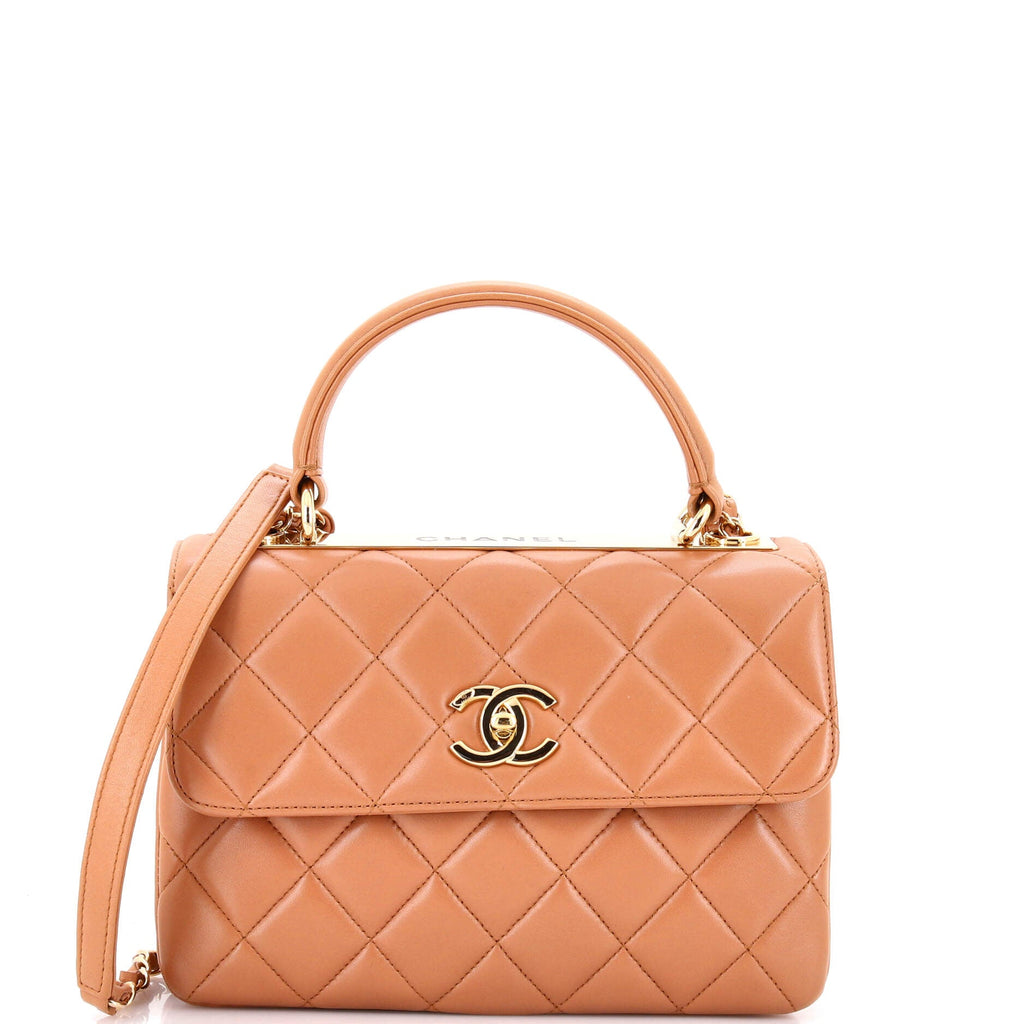 Trendy CC Top Handle Bag Quilted Lambskin Small
