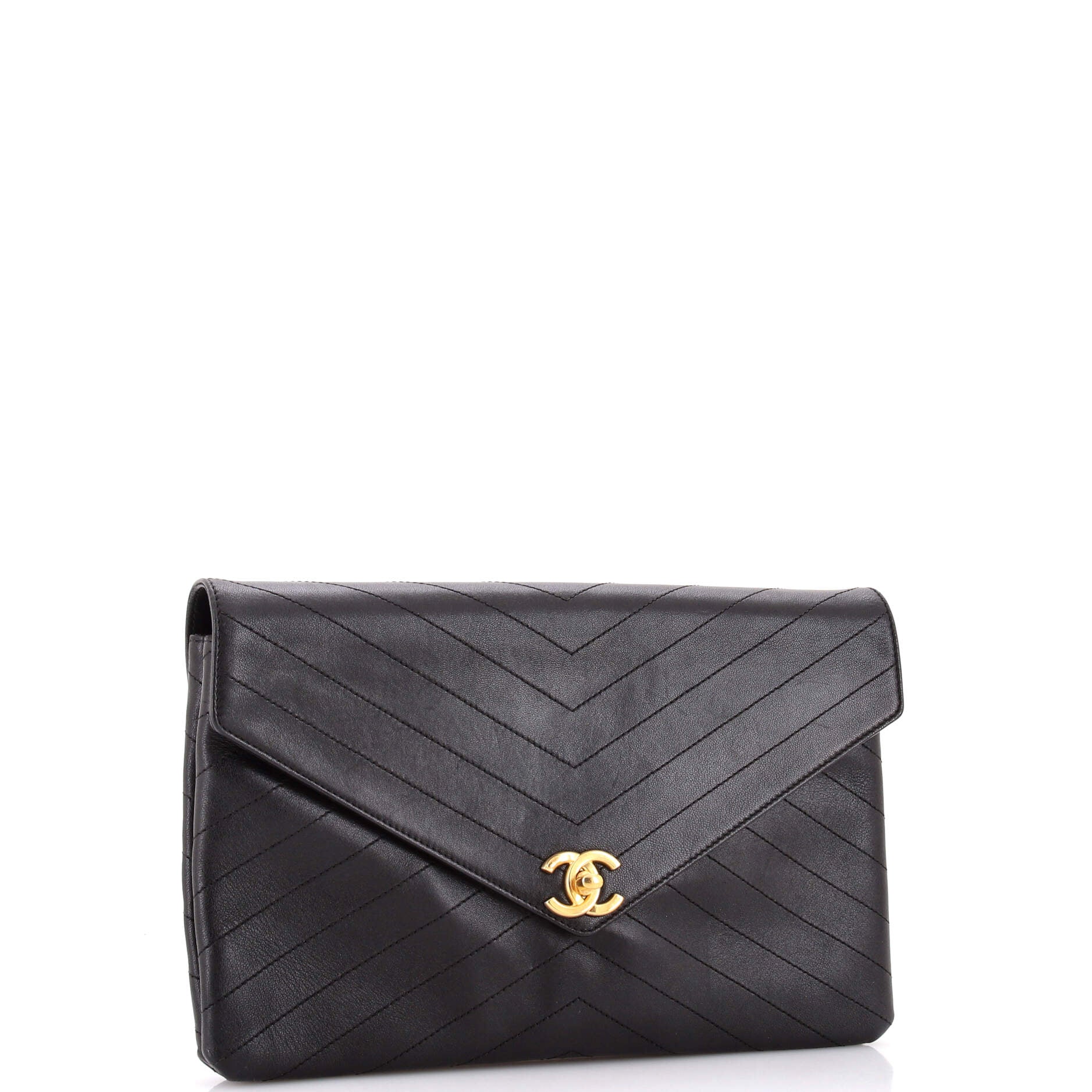 Coco Chevron Flap Clutch Stitched Calfskin