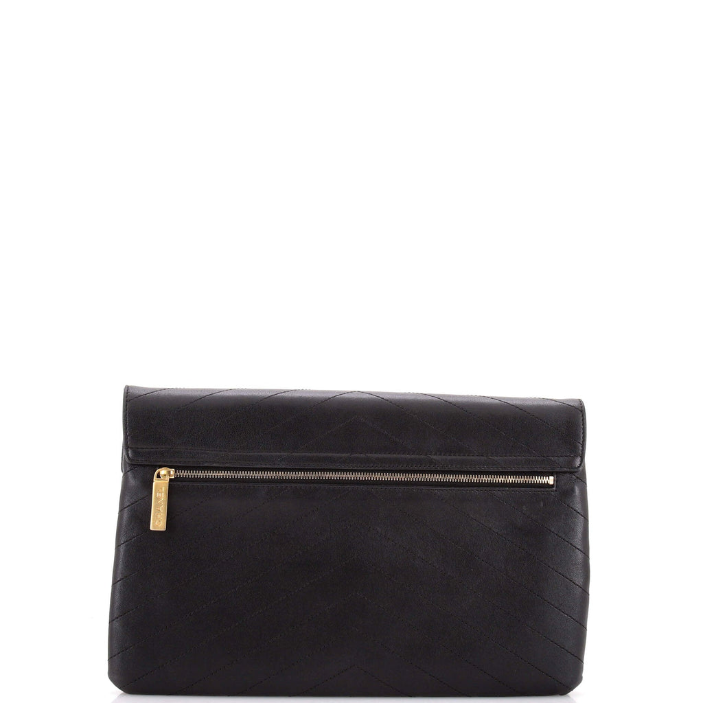 Coco Chevron Flap Clutch Stitched Calfskin