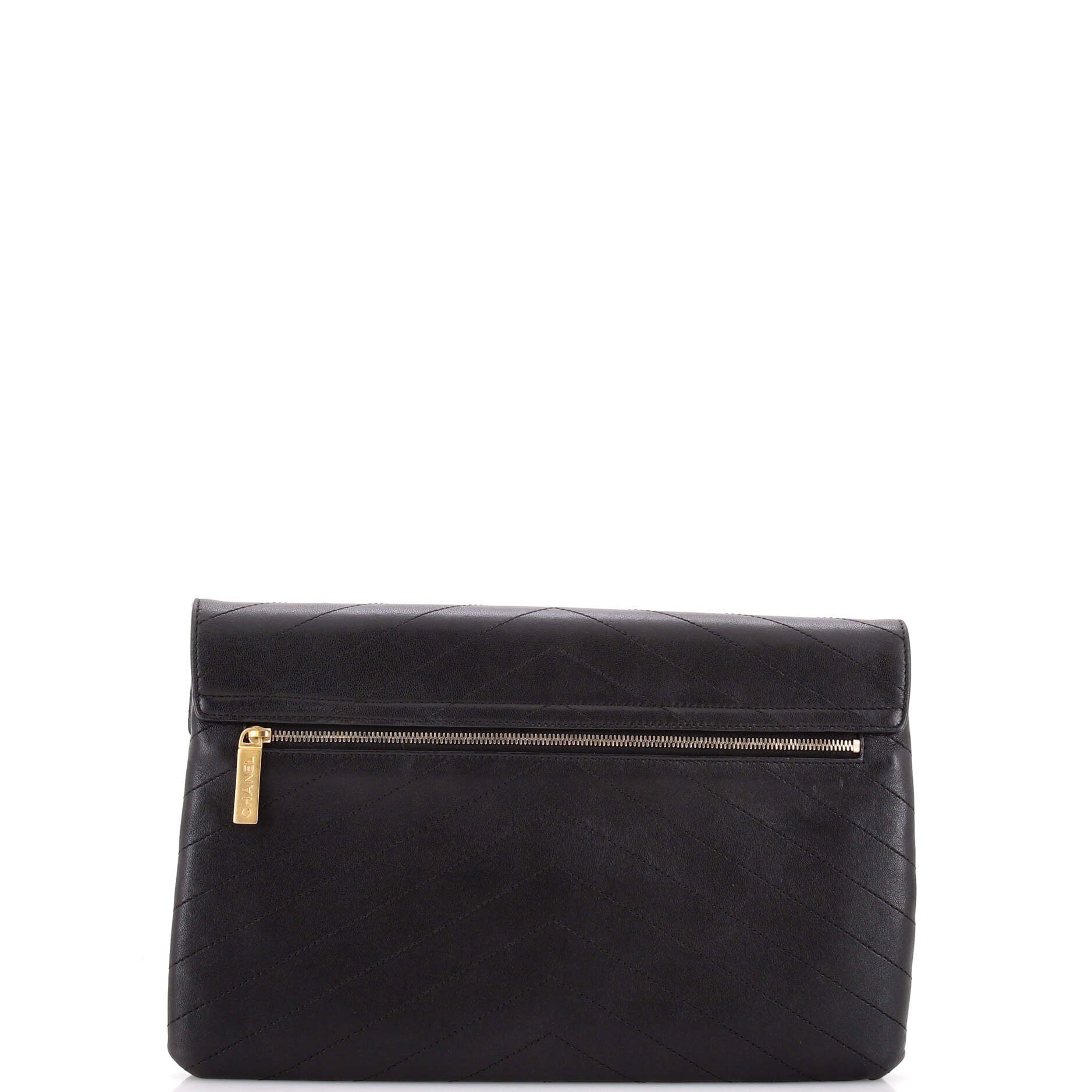 Coco Chevron Flap Clutch Stitched Calfskin