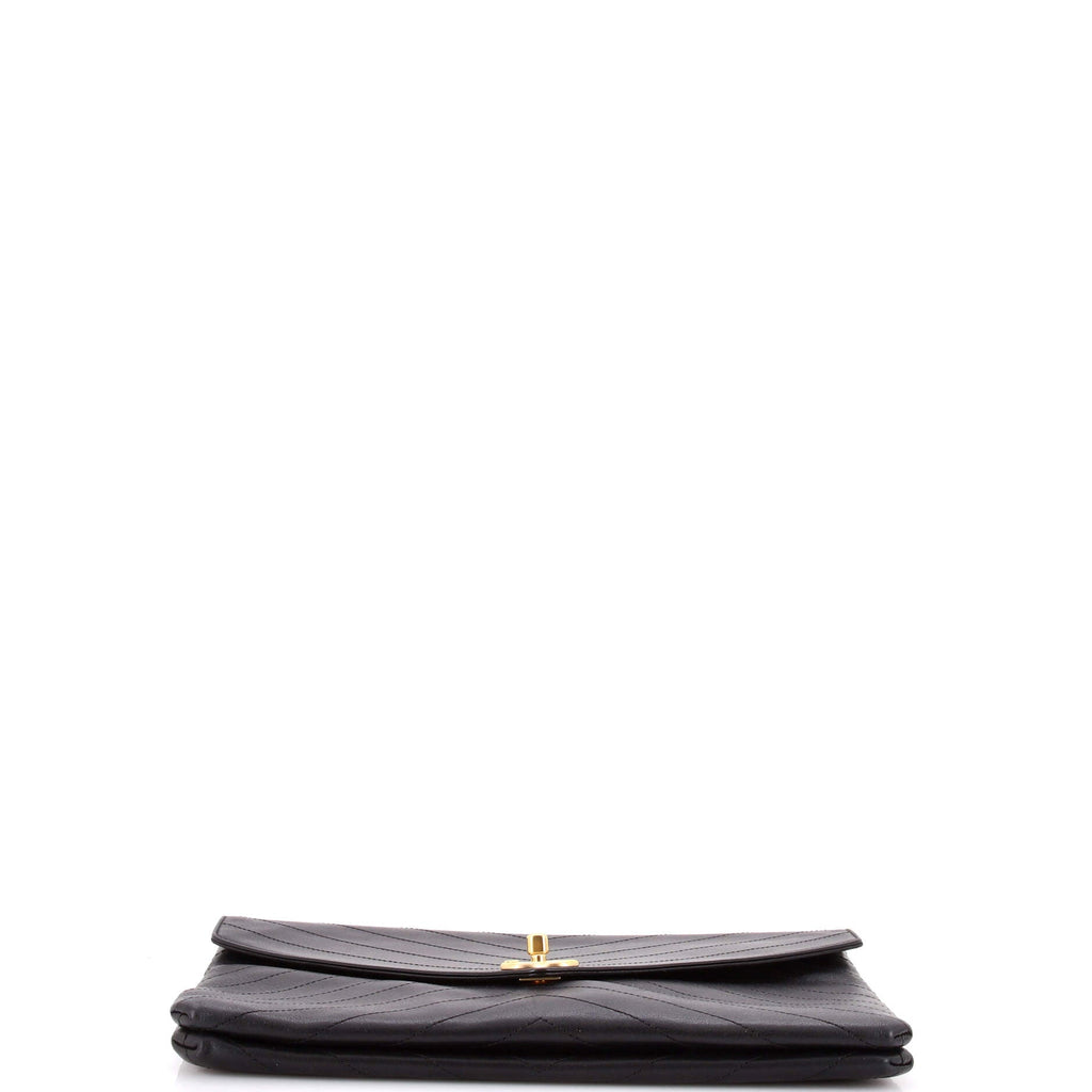 Coco Chevron Flap Clutch Stitched Calfskin