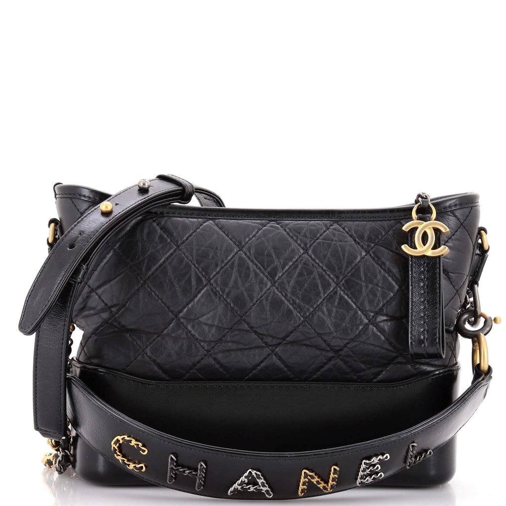 Gabrielle Hobo with Logo Handle Quilted Aged Calfskin Medium
