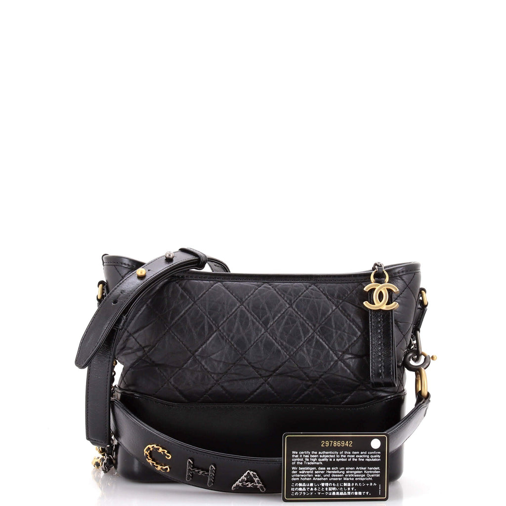 Gabrielle Hobo with Logo Handle Quilted Aged Calfskin Medium