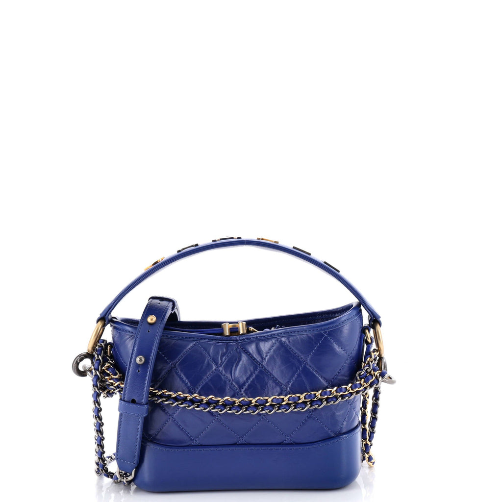Gabrielle Hobo with Logo Handle Quilted Aged Calfskin Small