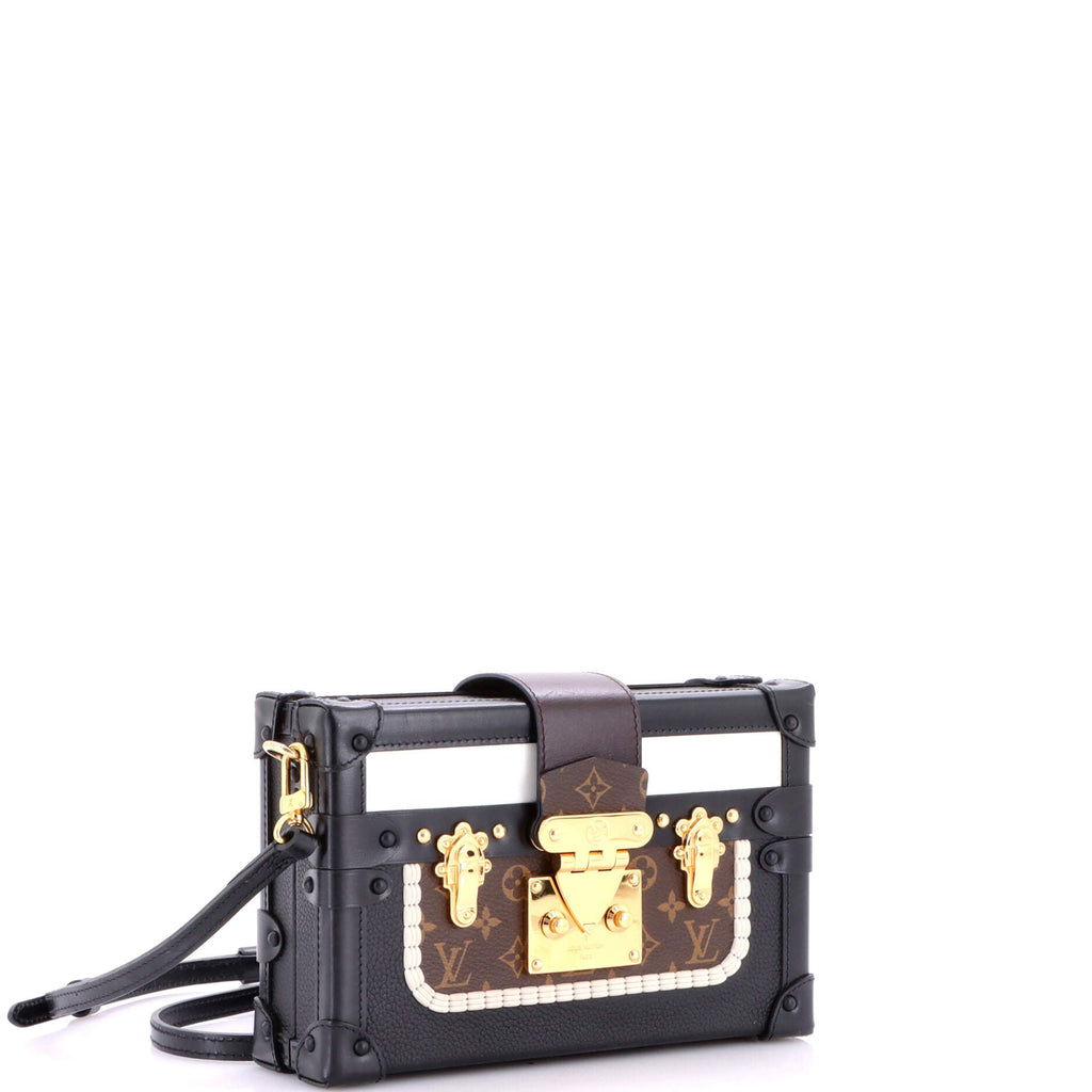 Petite Malle Handbag Leather and Monogram Canvas with Trompe L'oeil Braid