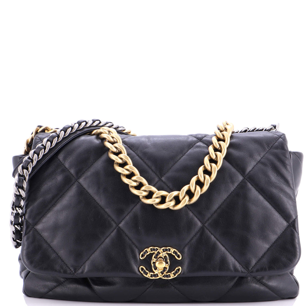 19 Flap Bag Quilted Leather Maxi