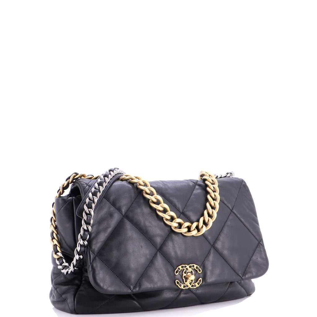 19 Flap Bag Quilted Leather Maxi
