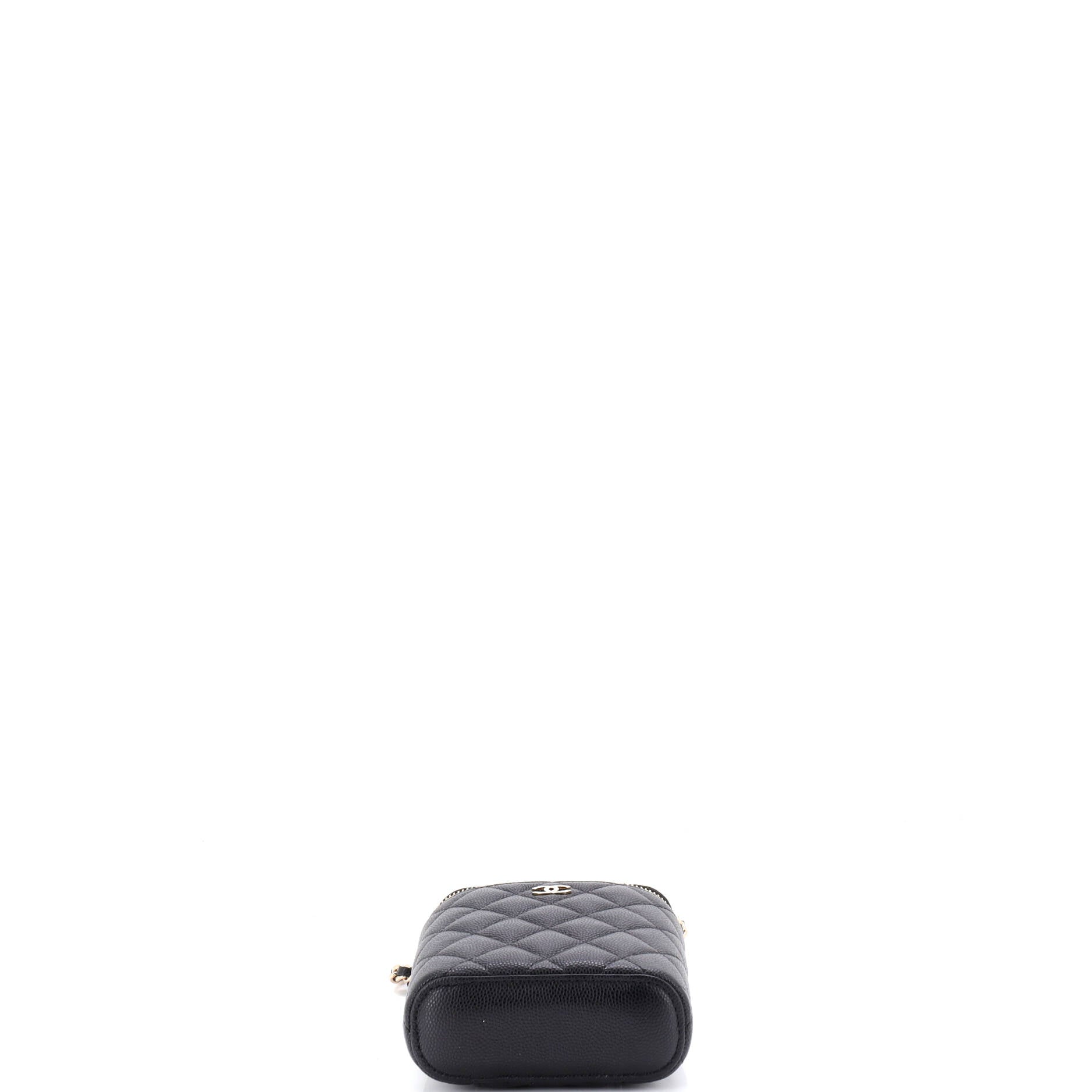 Vertical Classic Vanity Case with Chain Quilted Caviar Small