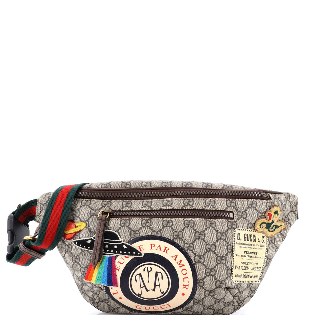 Courrier Zip Belt Bag GG Coated Canvas with Applique