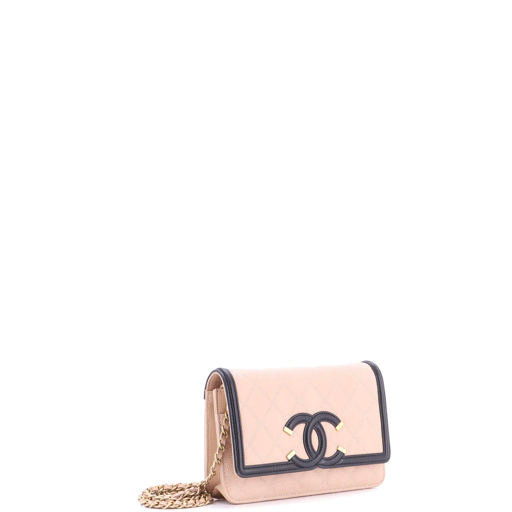 Filigree Wallet on Chain Quilted Caviar