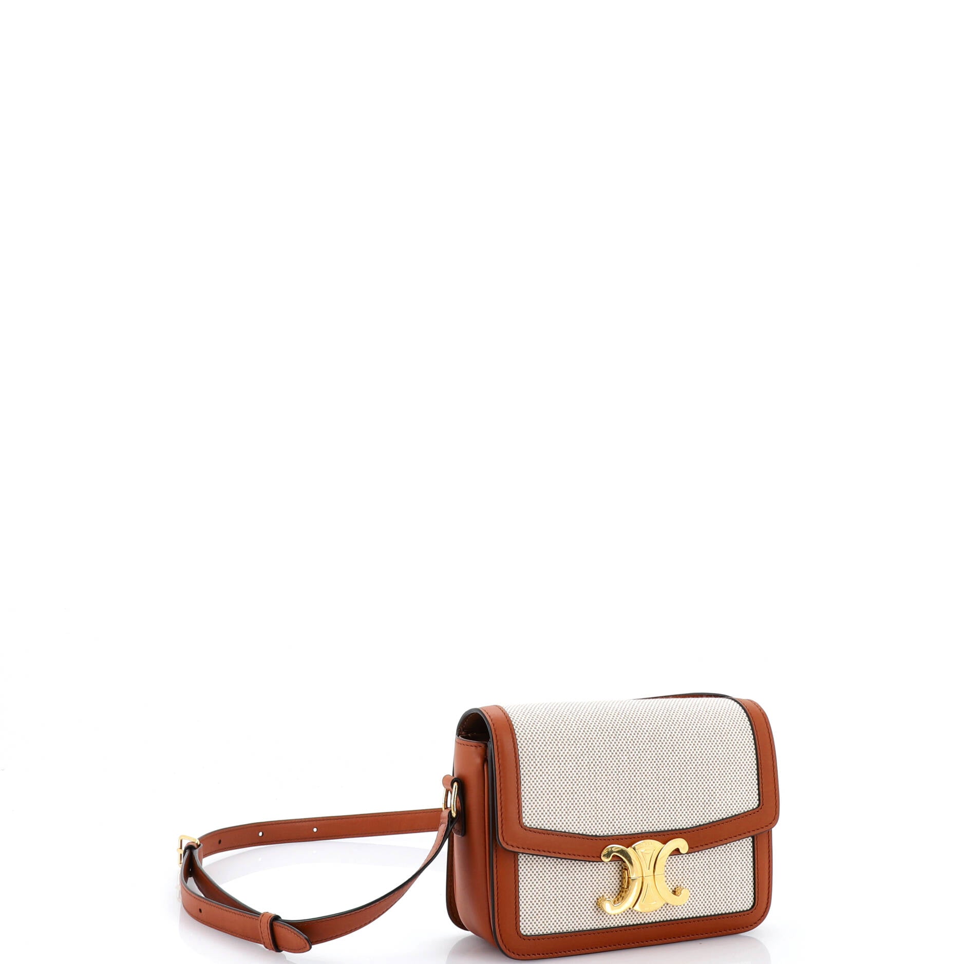 Triomphe Shoulder Bag Canvas with Leather Teen