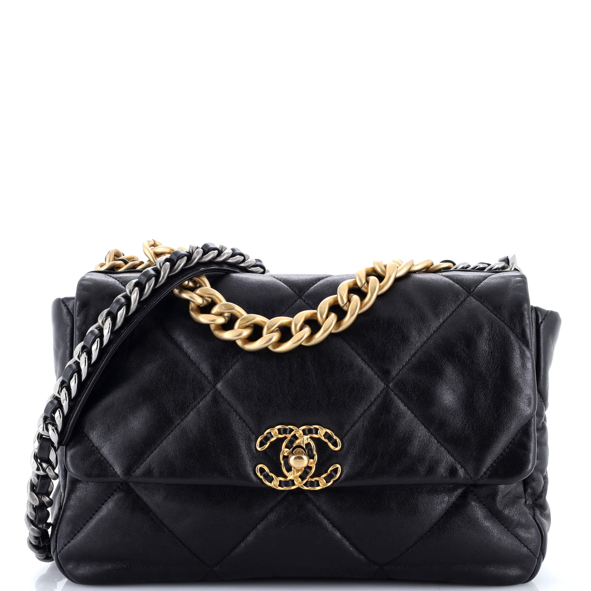 19 Flap Bag Quilted Leather Large