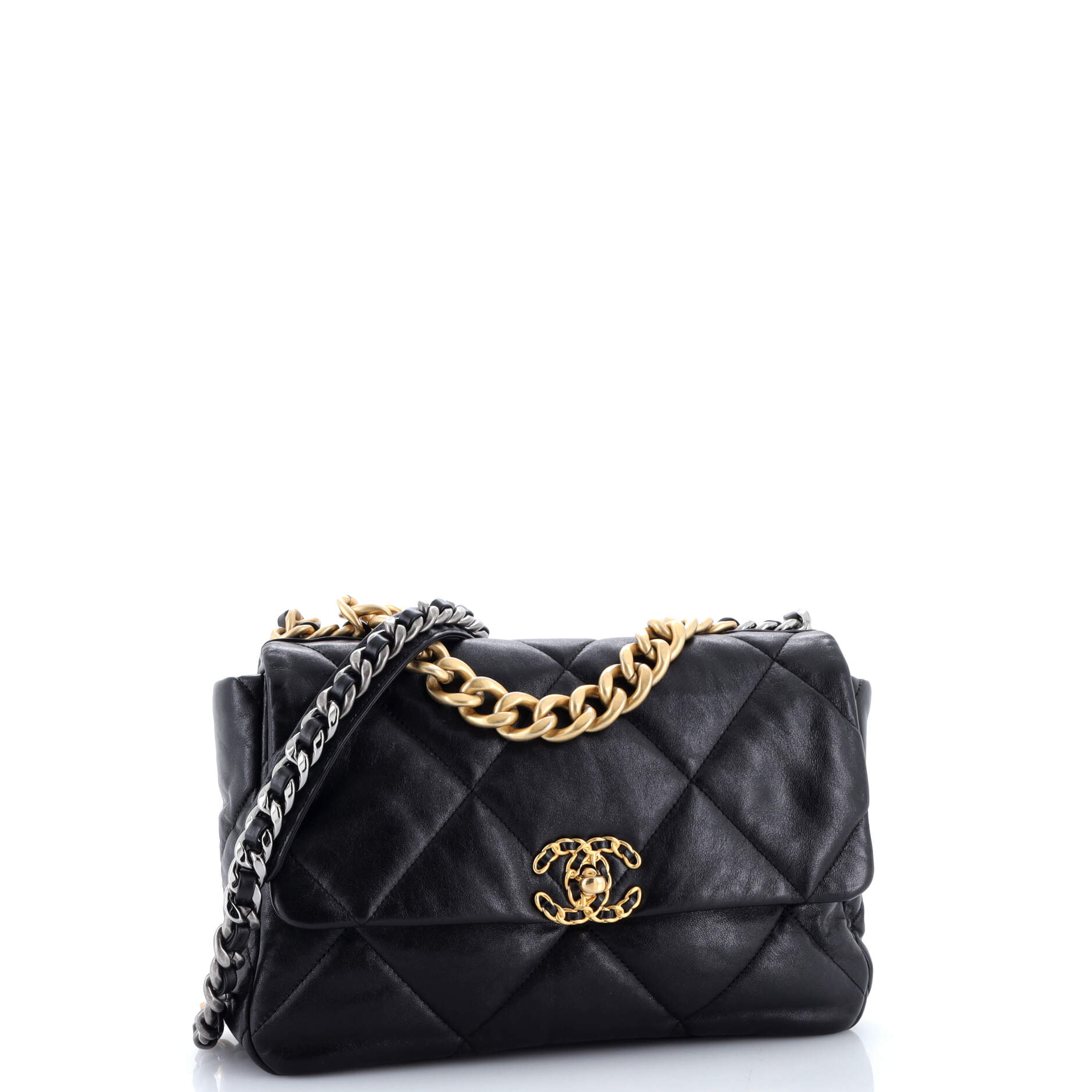 19 Flap Bag Quilted Leather Large