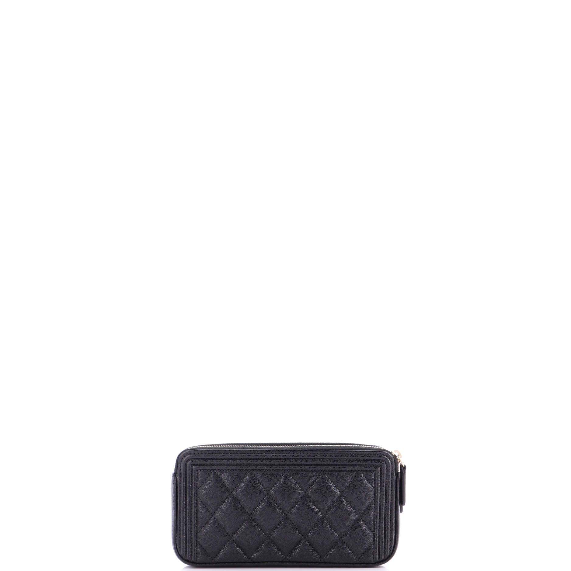 Boy Double Zip Clutch with Chain Quilted Caviar