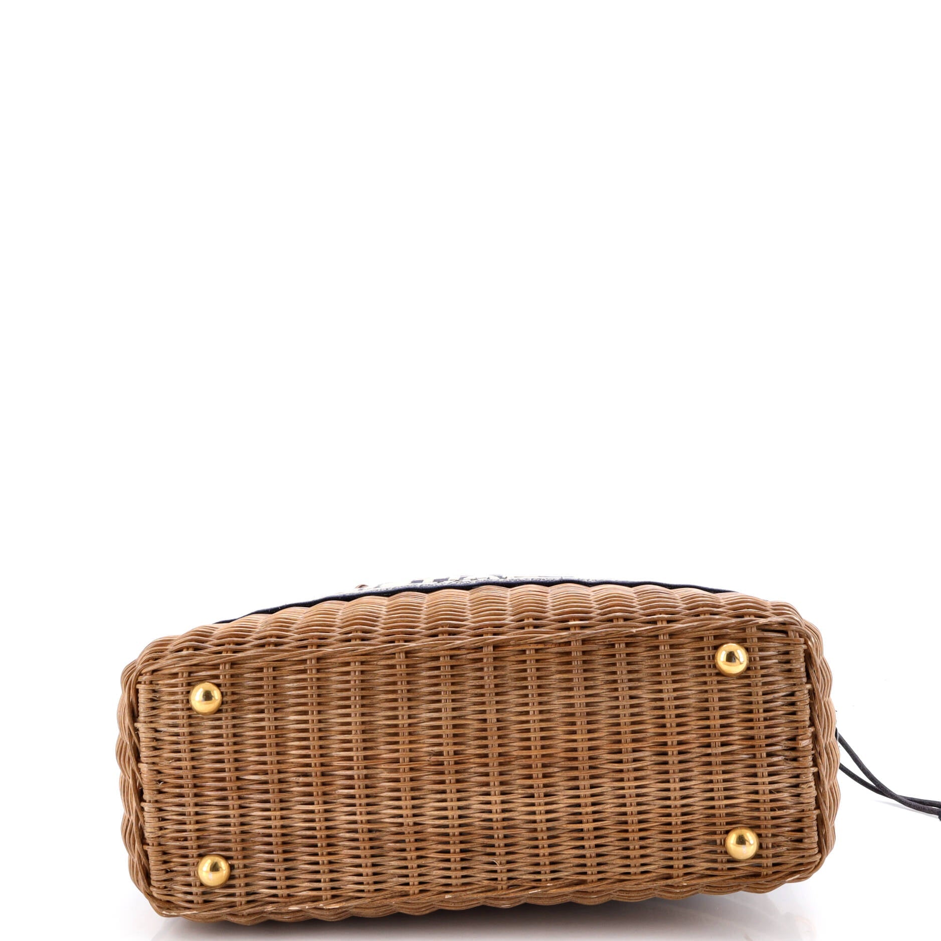 Basket Bag Wicker and Oblique Canvas Large
