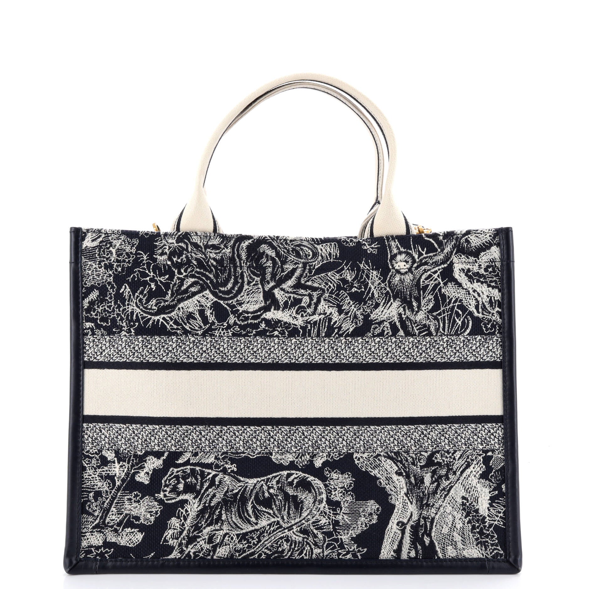 Book Tote with Strap Embroidered Canvas Medium
