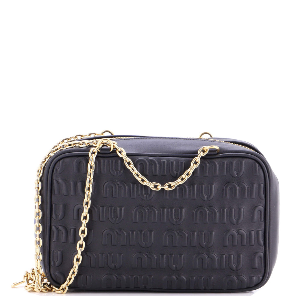 Softy Chain Camera Bag Logo Embossed Leather Medium