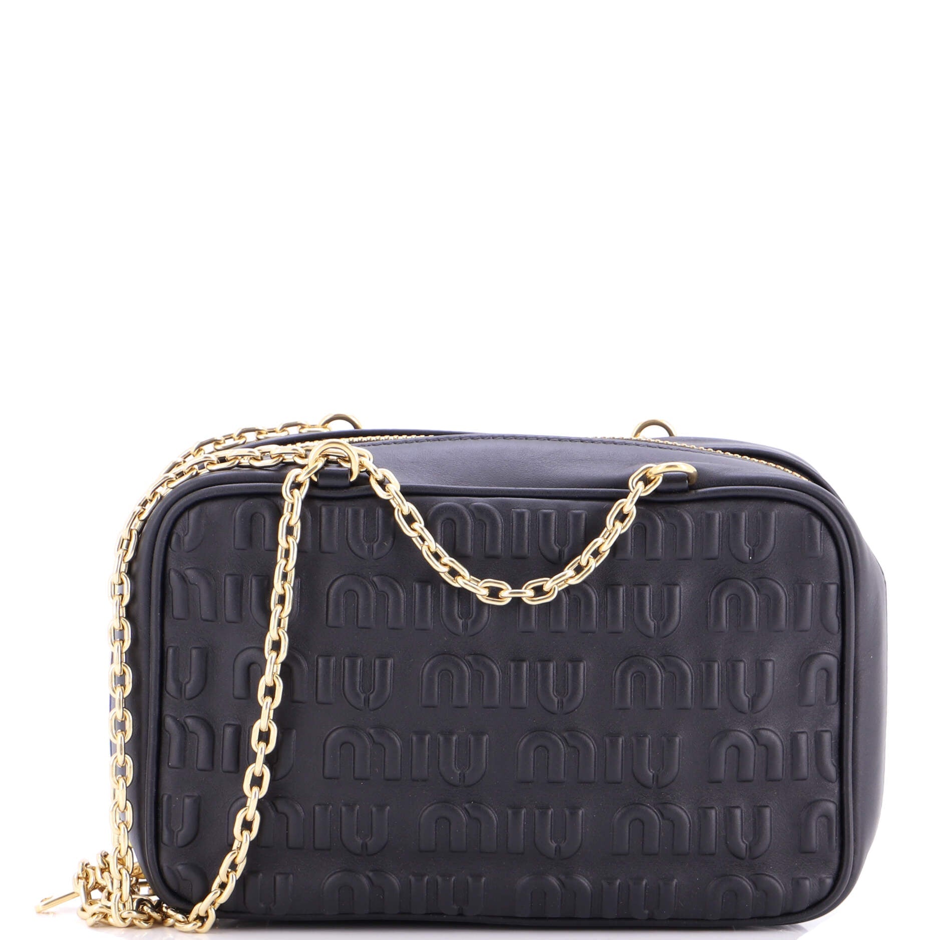 Softy Chain Camera Bag Logo Embossed Leather Medium