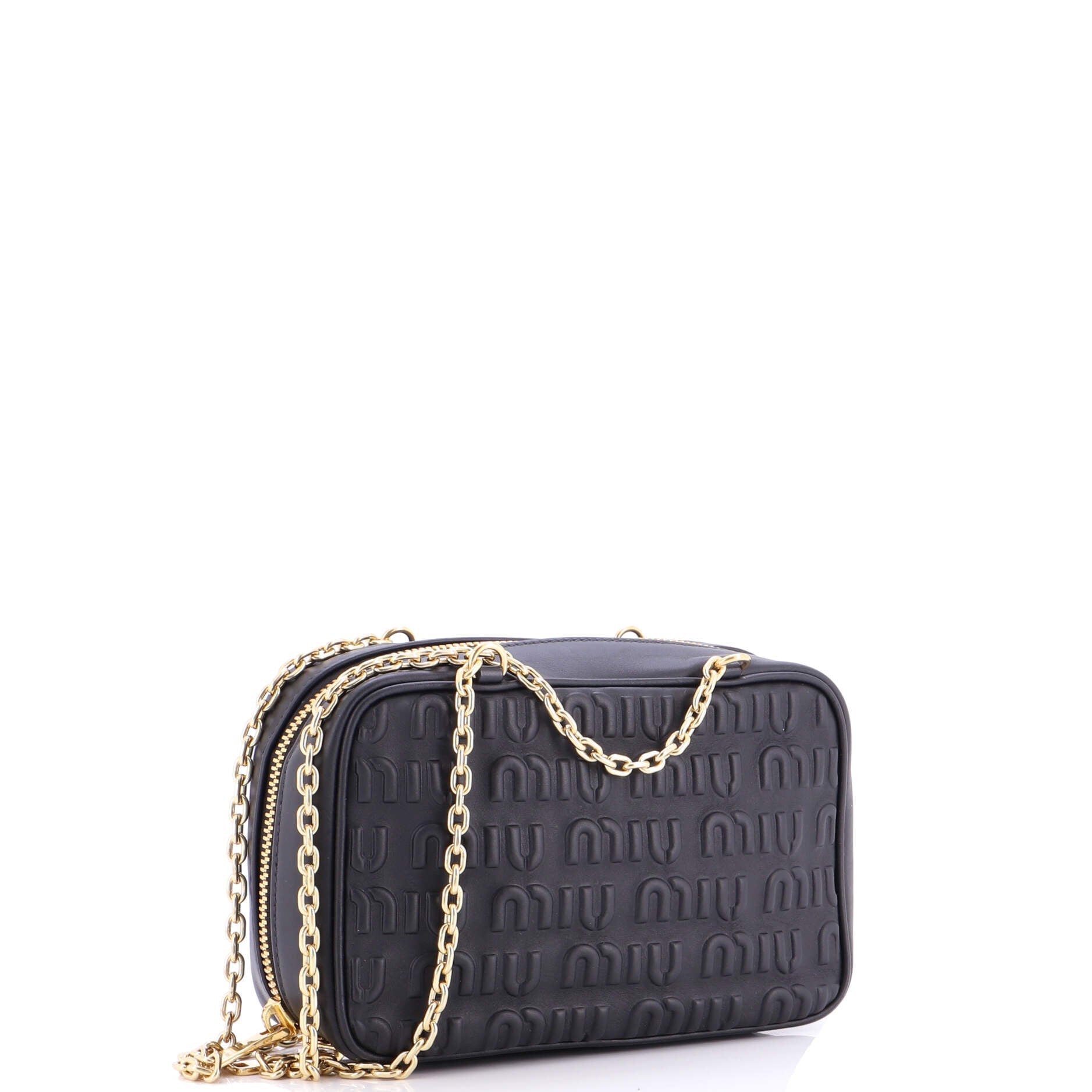 Softy Chain Camera Bag Logo Embossed Leather Medium